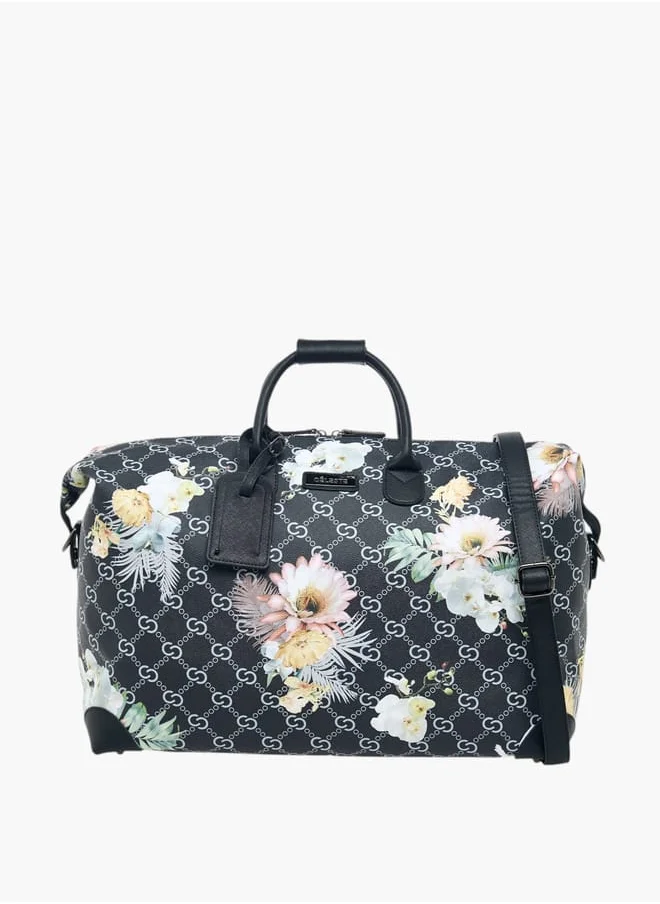 Celeste Men Floral Print Duffle Bag with Detachable Strap and Zip Closure