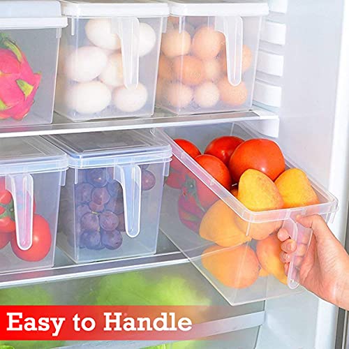 Kitchen ware Kitchenware Fridge Storage Pack of 1 Refrigerator Organizer Container Square Handle Food Storage Organizer Boxes - Clear with Lid, Handle and Without 3 Smaller Bins - Image 2