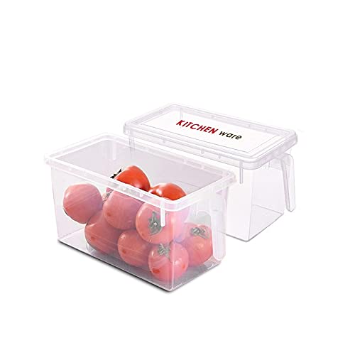 Kitchen ware Kitchenware Fridge Storage Pack of 1 Refrigerator Organizer Container Square Handle Food Storage Organizer Boxes - Clear with Lid, Handle and Without 3 Smaller Bins - Image 1