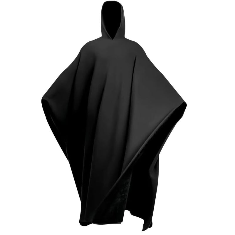 بطانية رأسية محايدة للارتداء (بني عباءة منزلية طويلة) (سوداء) - Image 1