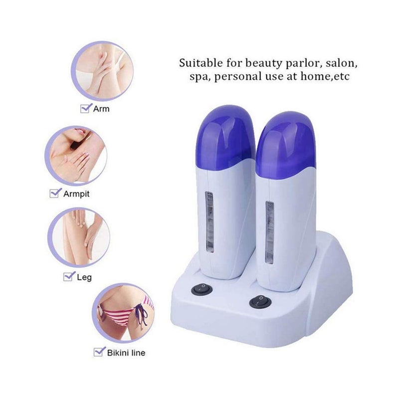 Nynelly Portable Double Depilatory Roll on Wax Warmer with Heater Base for Women Men Hair leg, Armpit, Bikini - Image 4