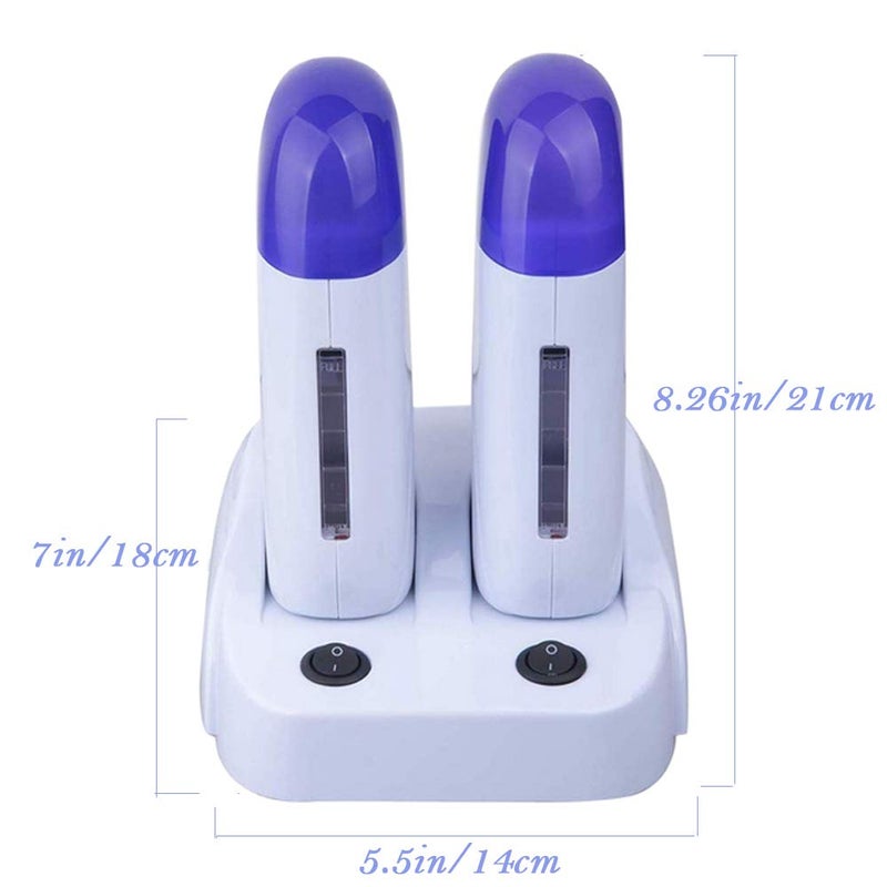 Nynelly Portable Double Depilatory Roll on Wax Warmer with Heater Base for Women Men Hair leg, Armpit, Bikini - Image 2