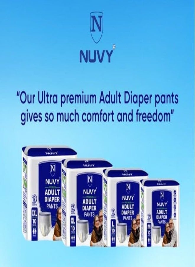 Nuvy Adult Diaper Pant M (Waist Size -26" to 42") 10 Units, 12Hours Leak Proof Protection, Odour Free - Image 3