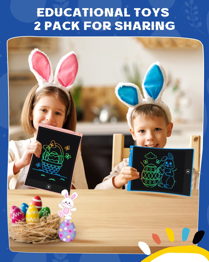 bravokids 2 Pack LCD Writing Tablet for Kids,10 inch Colorful Doodle Board Drawing Pad for Kids, Kids Travel Toy Activity Game, Birthday Gifts for 3 4 5 6 Year Old Boys and Girls Toddlers - Image 2