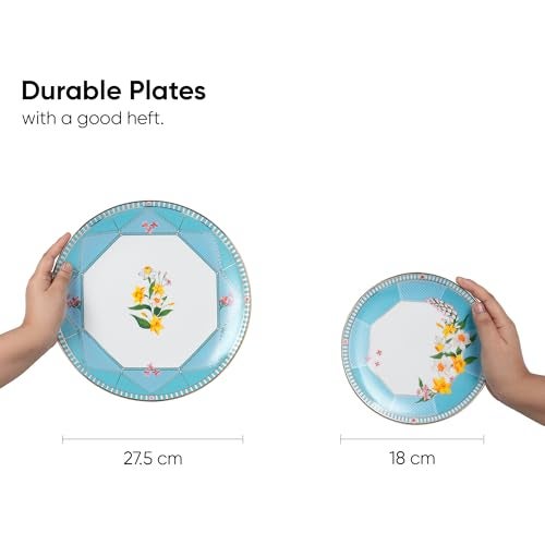 Shay Ceramic Dinner Set, 14 Pcs, Nargis | Crockery Set for Dining Table | Dining Sets Crockery Items | Glossy Finish | Premium Stoneware (Nargis, 14 Pieces) - Image 5
