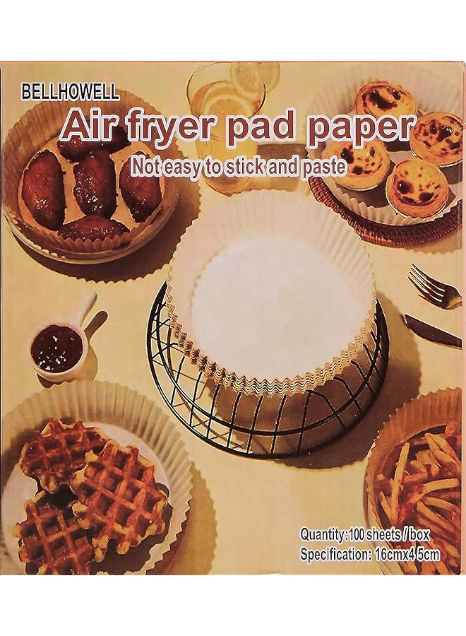 SHOWAY 100 Pcs Air Fryer Disposable Paper Liner Non Stick Air Fryer Liners Round Food Grade Baking Paper For Air Fryer Oven Roasting Microwave Nature 6.3Inch 16Cm Brown - Image 1