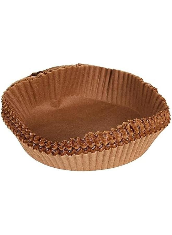 SHOWAY 100 Pcs Air Fryer Disposable Paper Liner Non Stick Air Fryer Liners Round Food Grade Baking Paper For Air Fryer Oven Roasting Microwave Nature 6.3Inch 16Cm Brown - Image 2