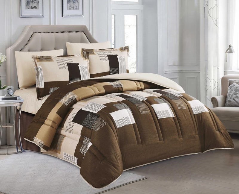 Happymoon Abstract Comforter Set Single Size 4 Pieces Microfiber Bedding Set Luxury Soft Bed Set with Fitted Sheet & Pillow Sham, Lightweight All Season Comforter 230x170 cm Snap Closure