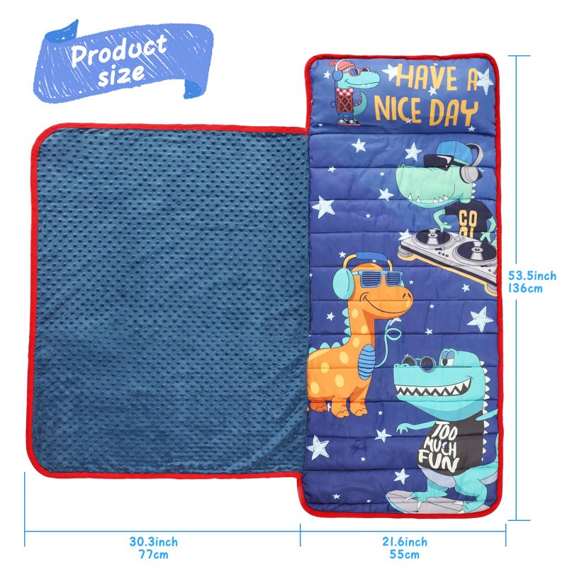TANOSHII® Toddler Nap Mat with Pillow and Blanket, Portable Kids Sleeping Mats for Daycare, Preschool, 21" x 53", Lightweight and Soft Sleeping Bags for Kids (Dinosaur, 21" x 53") - Image 4