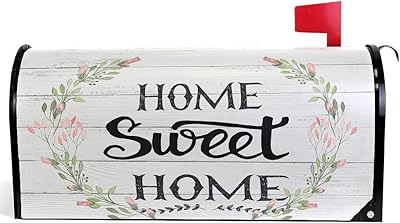 Wamika Wamika Home Sweet Home Mailbox Cover Standard Size Spring Flowers Wreath White Wood Printing Magnetic Mailbox Covers  - Image 1