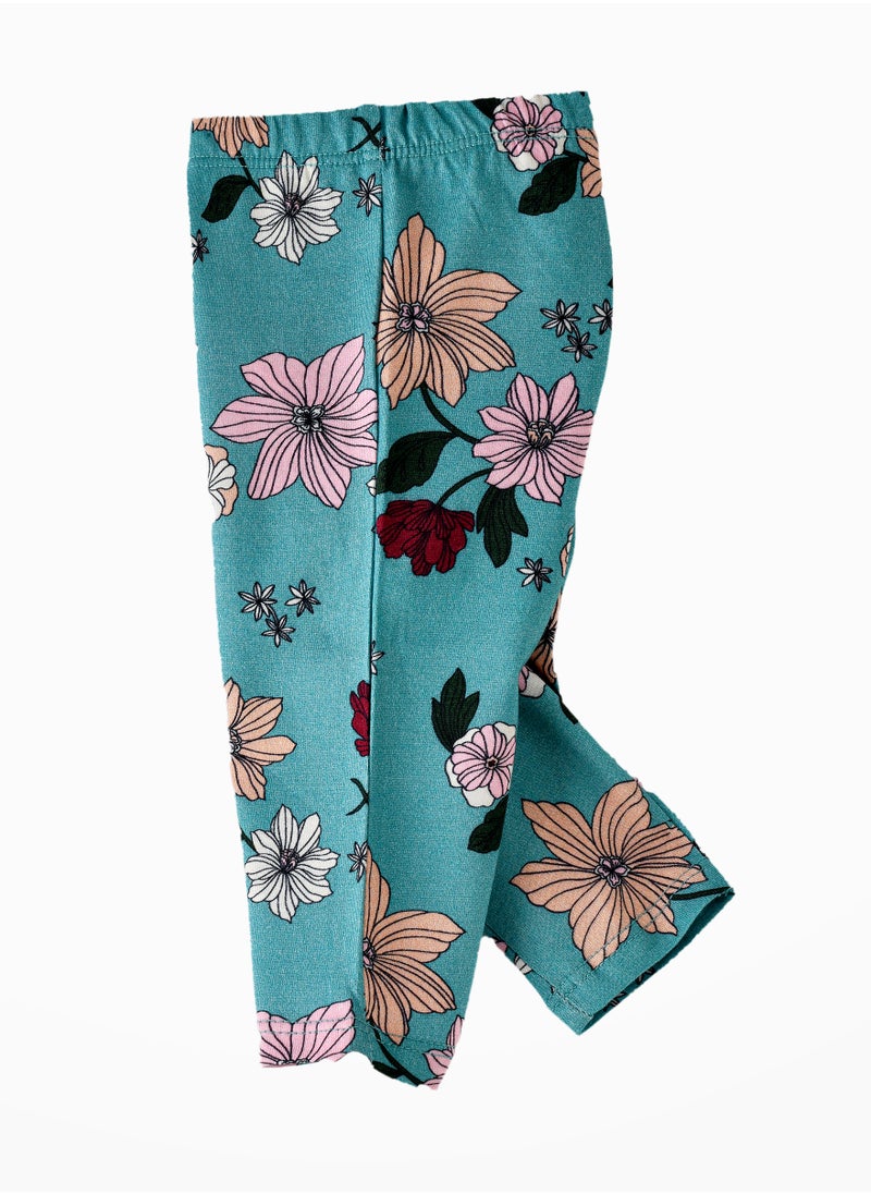 Jelliene Girls' Floral Print Elastic Waist Leggings  - Image 3