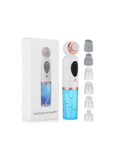 Small Bubble Skin Beautifier Facial Blackhead Remover Vacuum, Facial Pore Cleaner Device with 6 Removable Suction Head for Women and Men