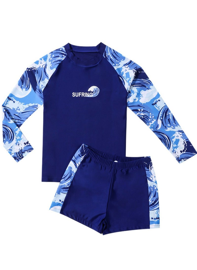 Loquat - Boys Split Swimsuits Set Long Sleeve Swim Shirts With Trunks 2 Piece Quick Dry Swim Set - Image 1