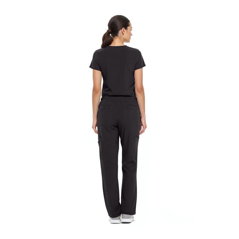 Natural Uniforms Women's Cool Stretch V-Neck Top and Cargo Pant Set (Black, Medium-Petite) - Image 5