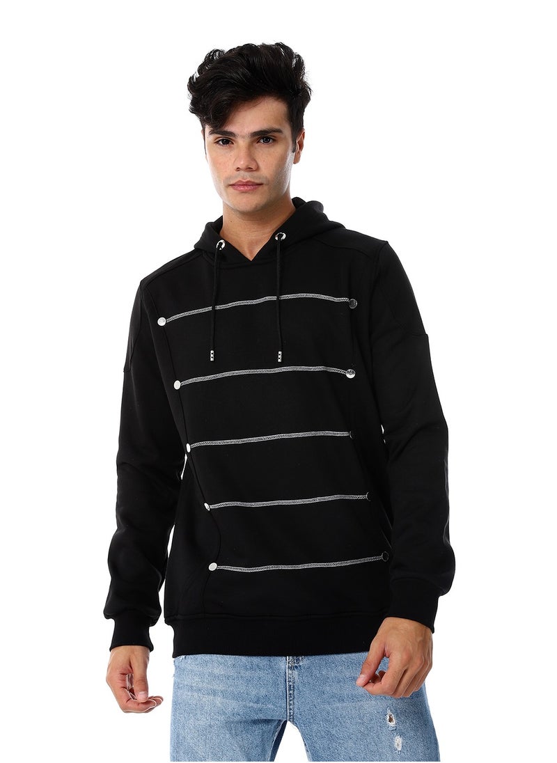 Caesar - Mens Closed Hoodie With Silver Buttons - Image 1