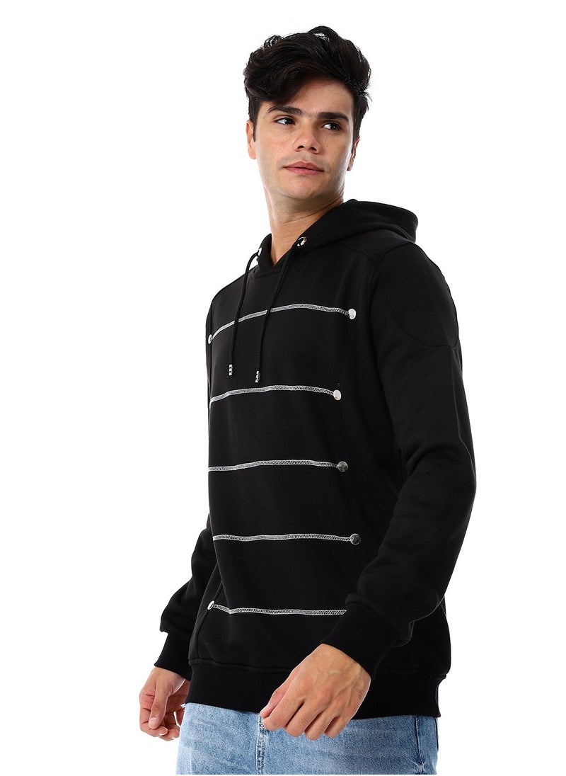 Caesar - Mens Closed Hoodie With Silver Buttons - Image 1