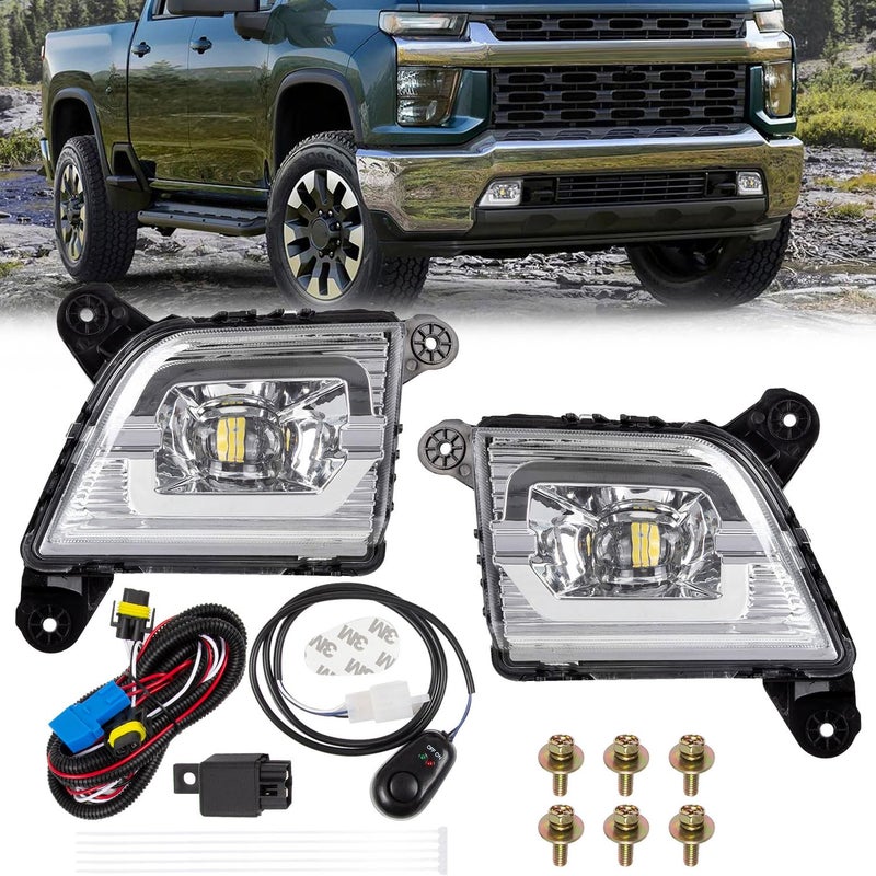 RANSOTO Front LED Fog Lights Compatible with 20192023 Chevy Silverado 1500 2500HD 3500HD Driving Fog Lamp with Switch  Wiring Kit