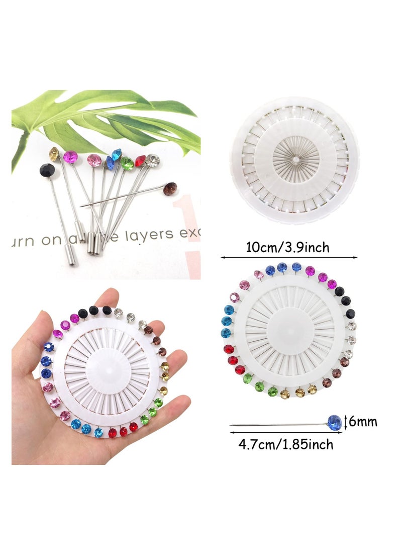 Y&D Hijab Pins with Safety Caps, 30Pcs Colorful Crystal Rhinestone Pins, Scarf Brooch Shawl Sweater Cardigan Wedding Sewing Snag-Free - Image 2