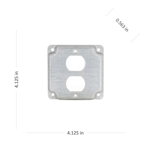 RACO Hubbell-Raco 902C 1 Duplex Receptacle 4-Inch Square Exposed Work Cover, Silver - Image 2