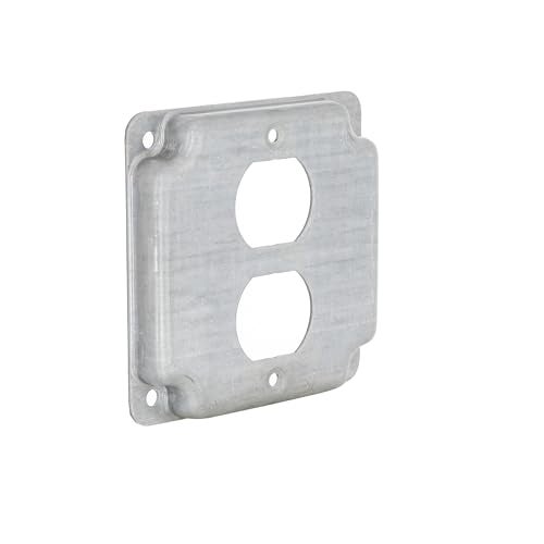 RACO Hubbell-Raco 902C 1 Duplex Receptacle 4-Inch Square Exposed Work Cover, Silver - Image 5