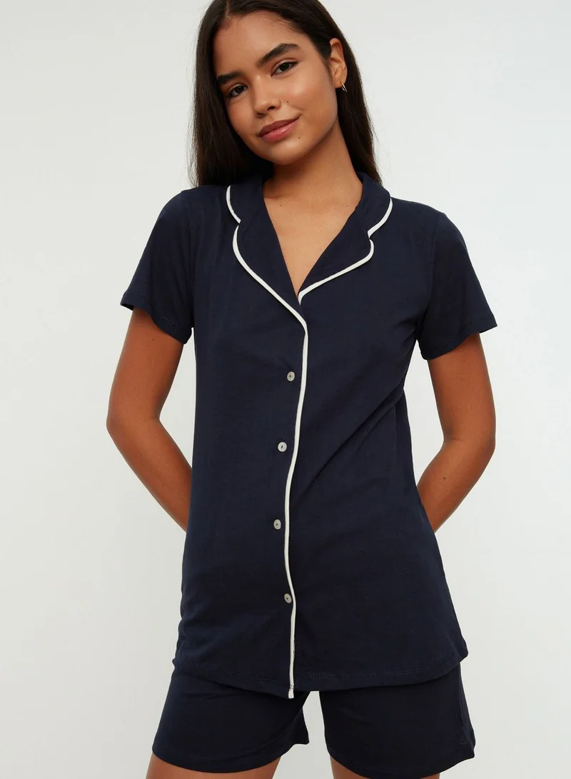 trendyol Piping Detail Knitted Pajamas Set