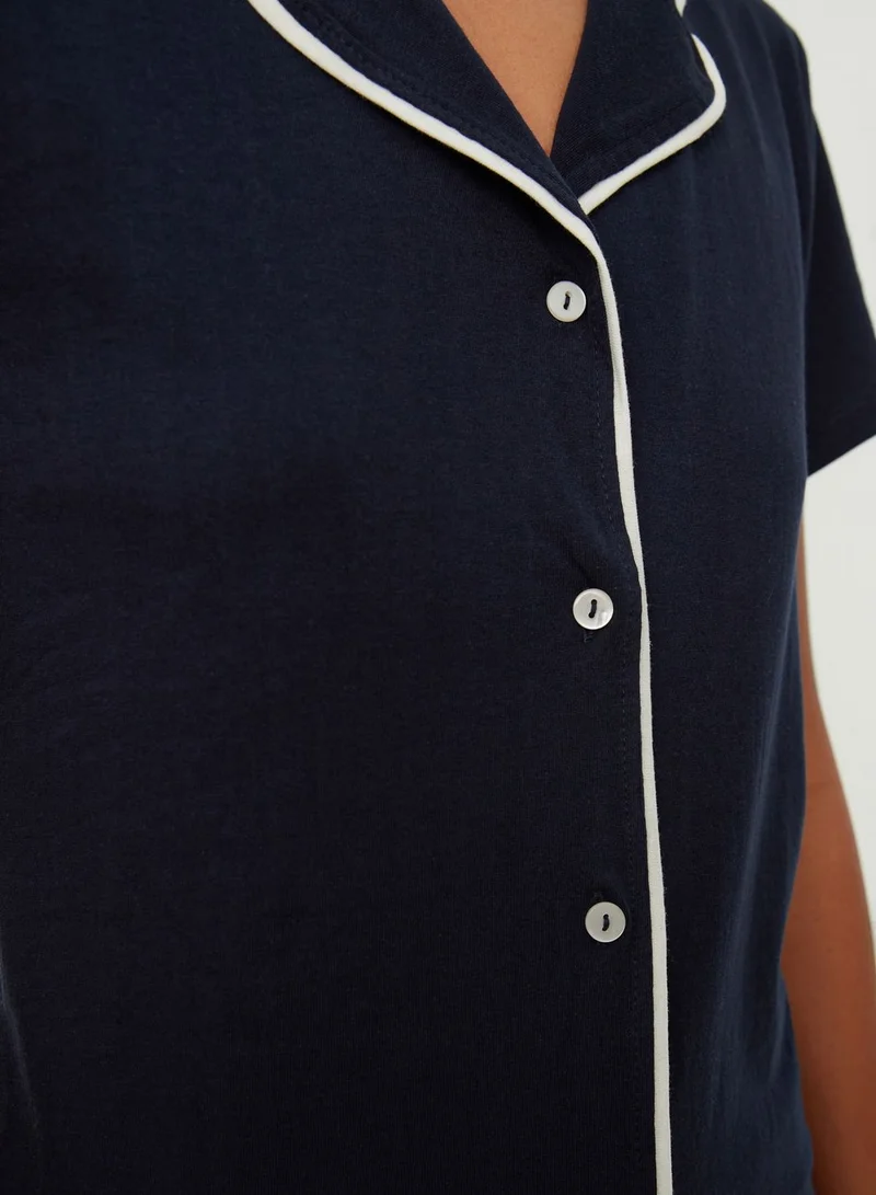 trendyol Piping Detail Knitted Pajamas Set