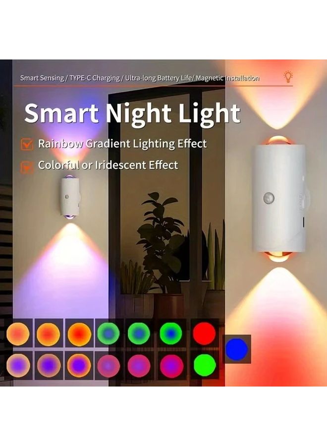 ضوء جدار LED قابل لإعادة الشحن عبر USB، حساس للحركة، متدرج RGB، قابل لتعديل الإضاءة - Image 2