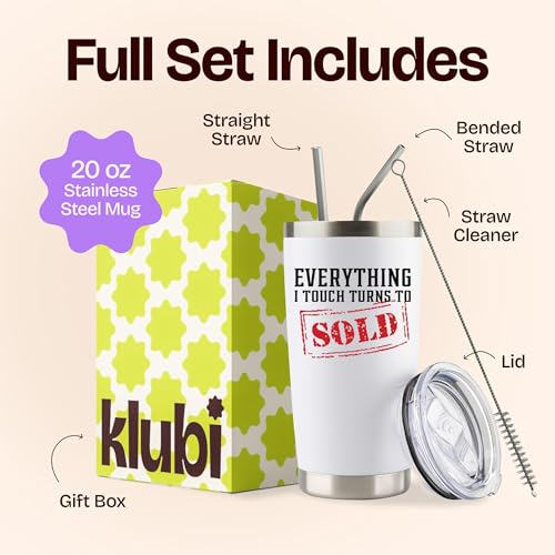 KLUBI Real Estate Agent Gift – Everything I Touch Turns To Sold Tumbler 20oz, Realtor Gifts for Men & Women, Real Estate Supplies for Agents, Fun Cup for Sales Reps - Image 3