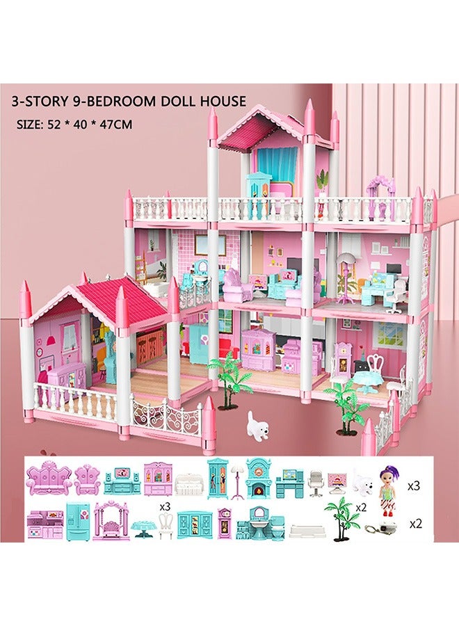 Beauenty Doll House Dream House For Girls 3 Story 9 Rooms Dollhouse Toddler Playhouse DIY Building Kids Gift For 3-10 Year Old Girls - Image 5