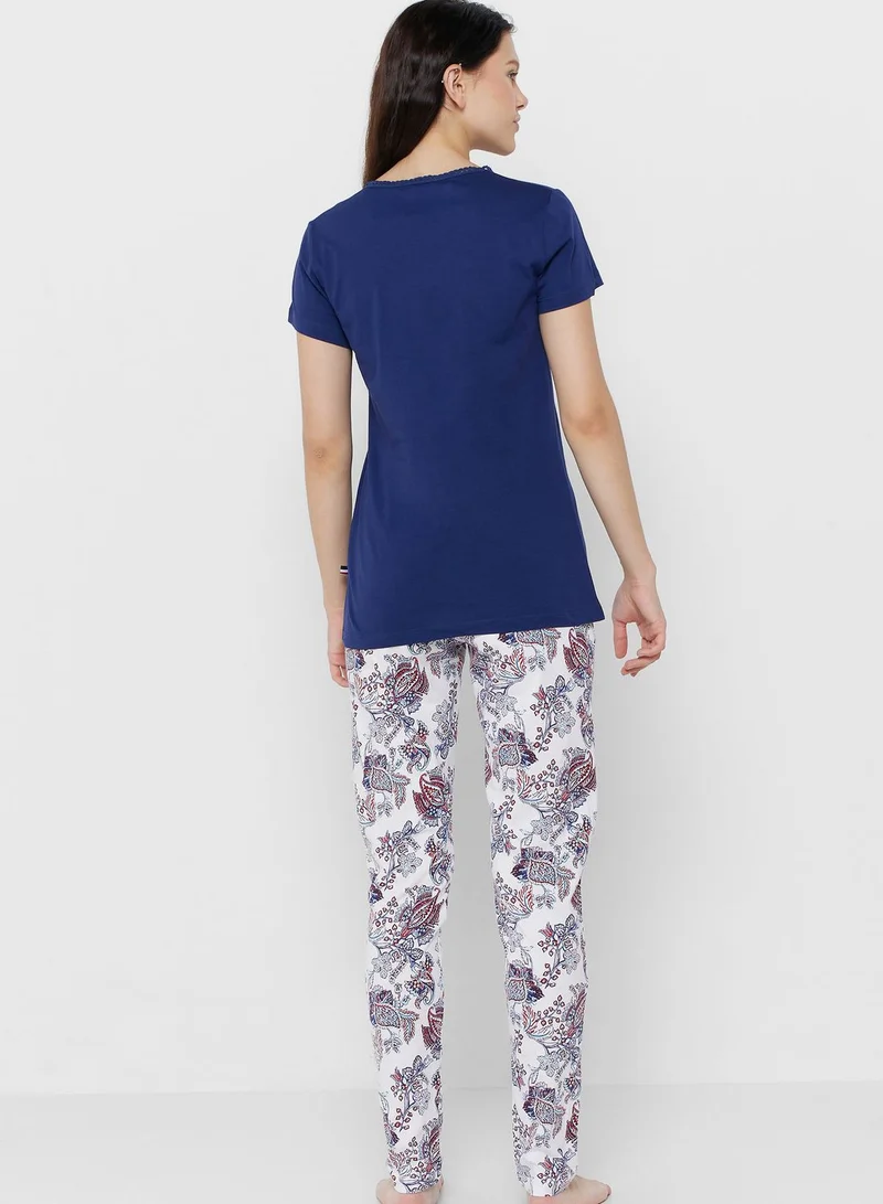 U.S. Polo Assn. Button Detail Top & Pyjama Set