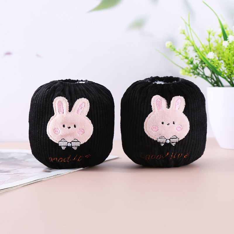 Cute Rabbit Childrens Sleevecover Warm Winter Protection Against Dirt Stain For 0-4 Years Old Boys Girls Black 