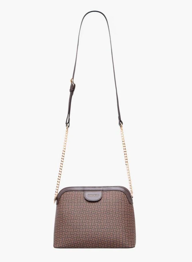 Flora Bella By Shoexpress Monogram Print Crossbody Bag with Chain Strap