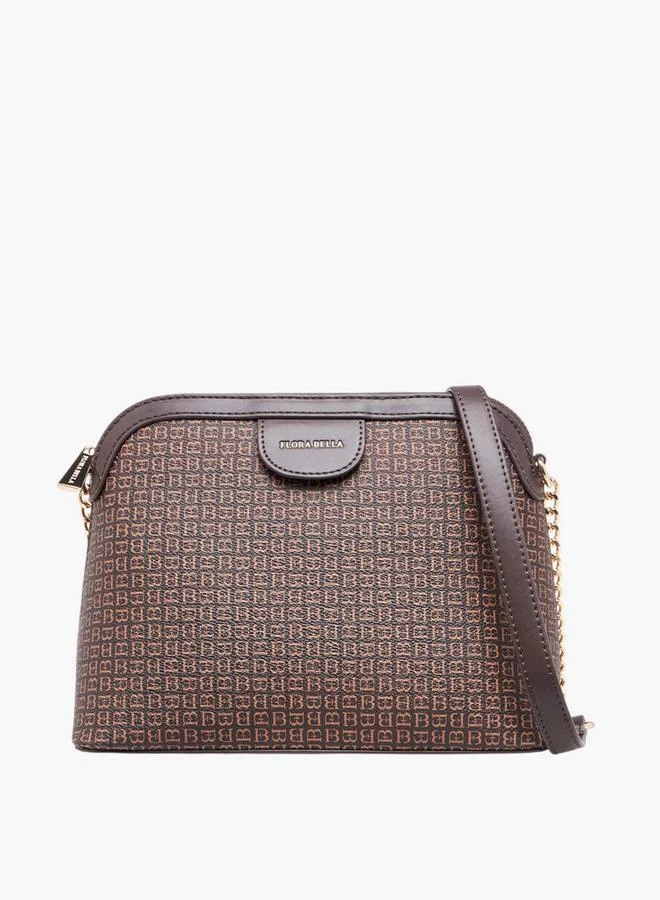 Flora Bella By Shoexpress Monogram Print Crossbody Bag with Chain Strap