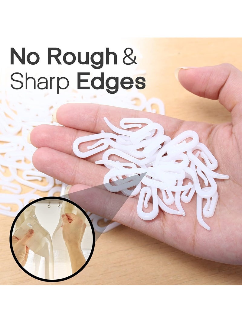 Bukela - Plastic Curtain Hooks for Window Curtain or Door Curtain, Plastic Curtain Header Tape Drapery Hooks 100Pack - Image 1