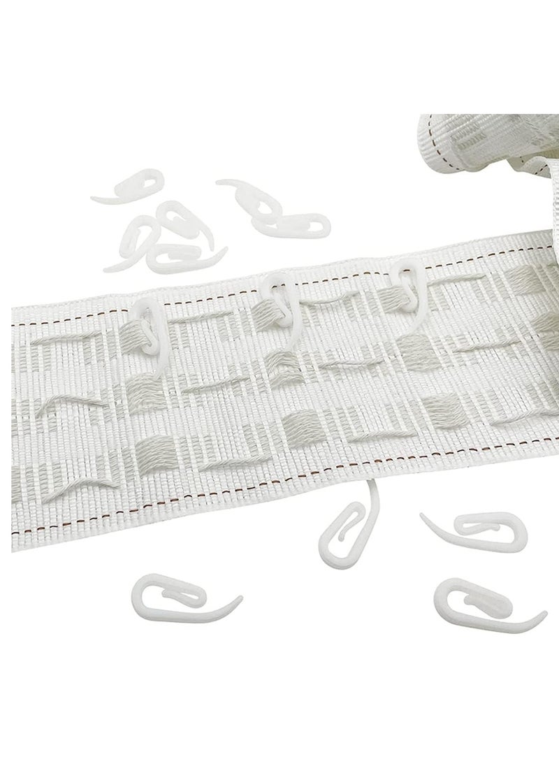 Bukela - Plastic Curtain Hooks for Window Curtain or Door Curtain, Plastic Curtain Header Tape Drapery Hooks 100Pack - Image 1