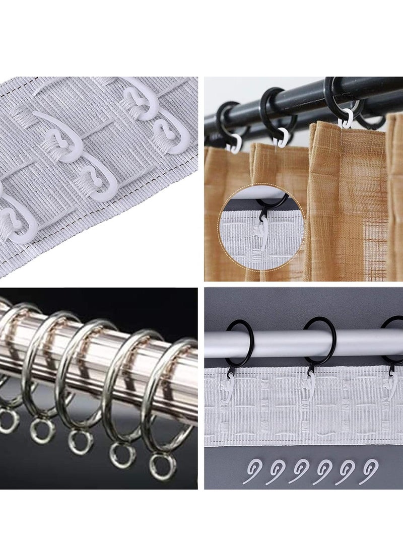 Bukela - Plastic Curtain Hooks for Window Curtain or Door Curtain, Plastic Curtain Header Tape Drapery Hooks 100Pack - Image 1