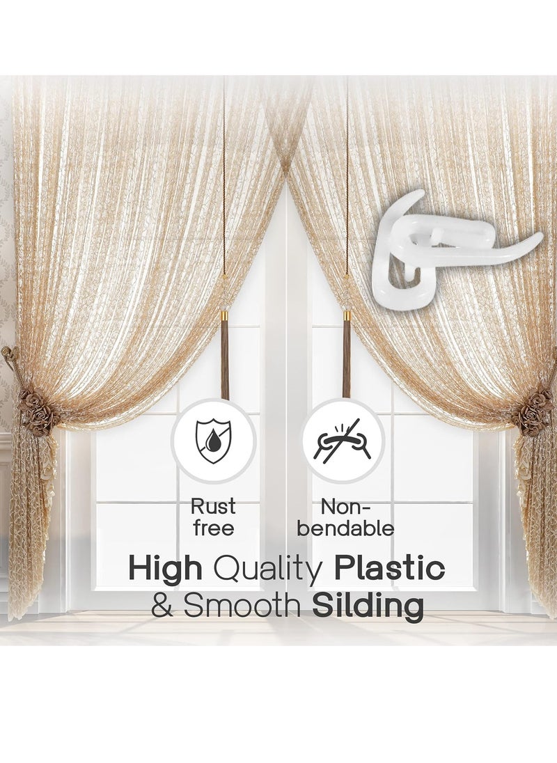 Bukela - Plastic Curtain Hooks for Window Curtain or Door Curtain, Plastic Curtain Header Tape Drapery Hooks 100Pack - Image 1