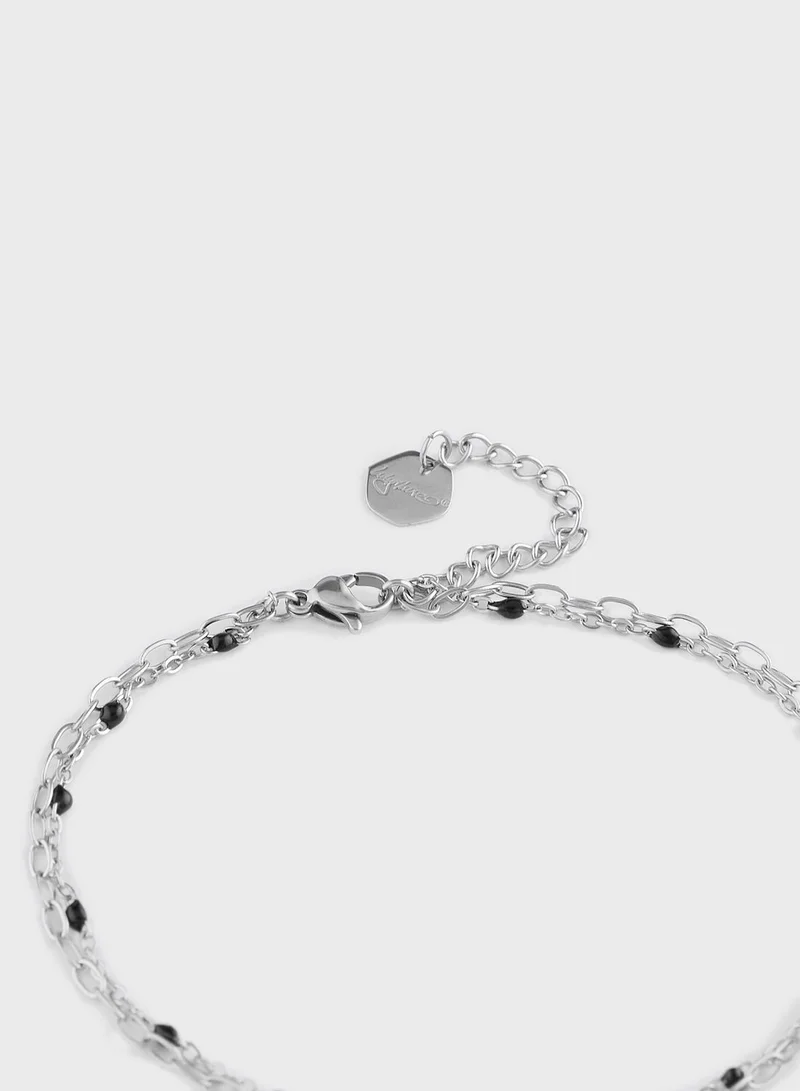 Lady Mauve JEWEL BLACK BEAD PEARL CHAIN ANKLET