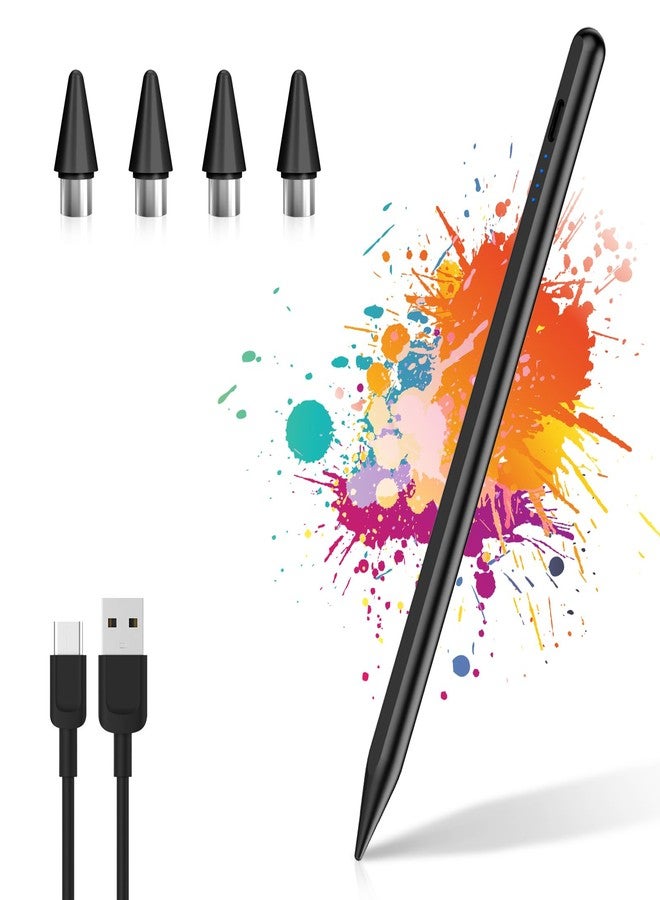 CMARS Active Stylus Pen for Android Touch Screens, Universal Tablet Pen Compatiable with iPad/iPhone/Samsung/Huawei/Xiaomi and More, Rechargeable Stylus pens with Magnetic Absorption Function - Black - Image 1