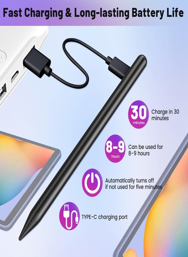 CMARS Active Stylus Pen for Android Touch Screens, Universal Tablet Pen Compatiable with iPad/iPhone/Samsung/Huawei/Xiaomi and More, Rechargeable Stylus pens with Magnetic Absorption Function - Black - Image 5