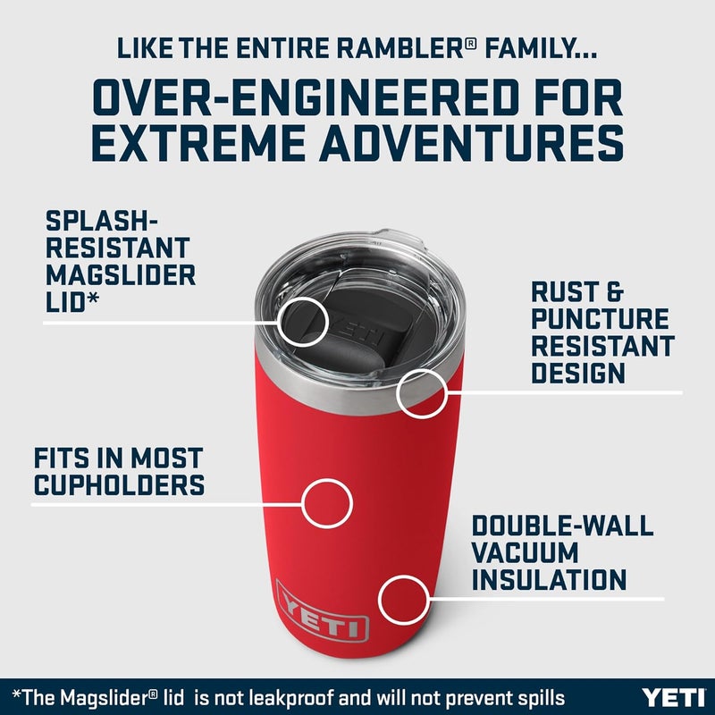 YETI Rambler Tumbler, Vaccum Insulated Stainless Steel Tumbler with Magslider Lid, Rescue Red, 10 oz (295 ml) - Image 3