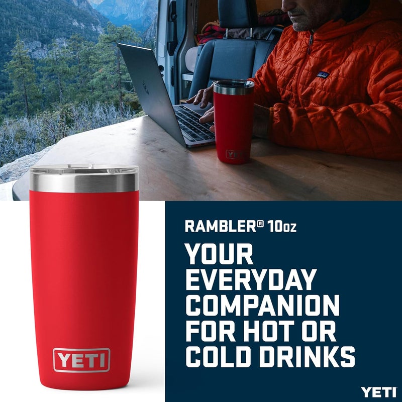 YETI Rambler Tumbler, Vaccum Insulated Stainless Steel Tumbler with Magslider Lid, Rescue Red, 10 oz (295 ml) - Image 2
