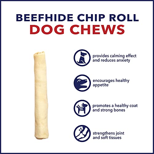 Pet Factory 100% Made in USA Beefhide Chip Rolls Dog Rawhide Chews - Thick, Long-Lasting Chews for Dental Health & Safe Chewing from American Cattle - 5 Inches (Pack of 22) - Image 5