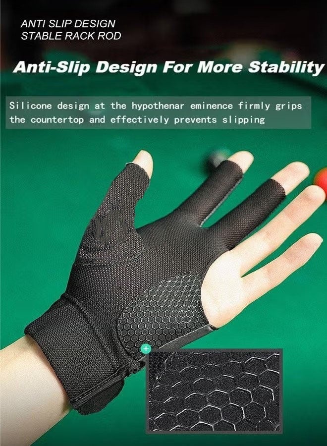 زفيف 1 أجهزة كمبيوتر قفازات البلياردو والقفازات الخفيفة والثلاثية ذات ثلاثة أصابع وتنس سنوكر تنس غير قفازات غير منقوصة مناسبة لليد اليسرى - Image 3