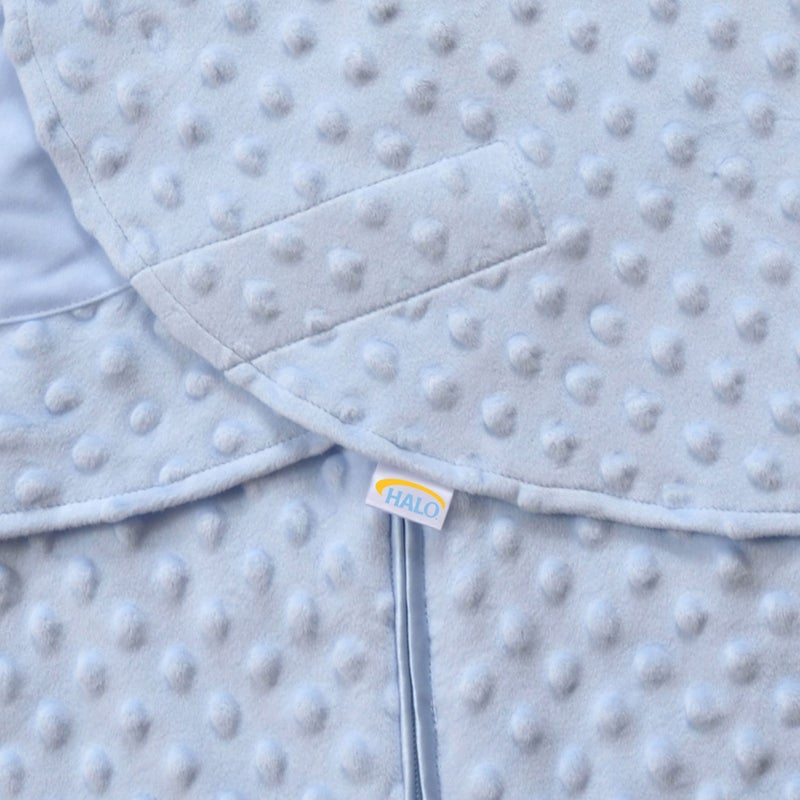 HALO Sleepsack Plush Dot Velboa Swaddle, 3-Way Adjustable Wearable Blanket, Blue, Newborn, 0-3 Months - Image 3