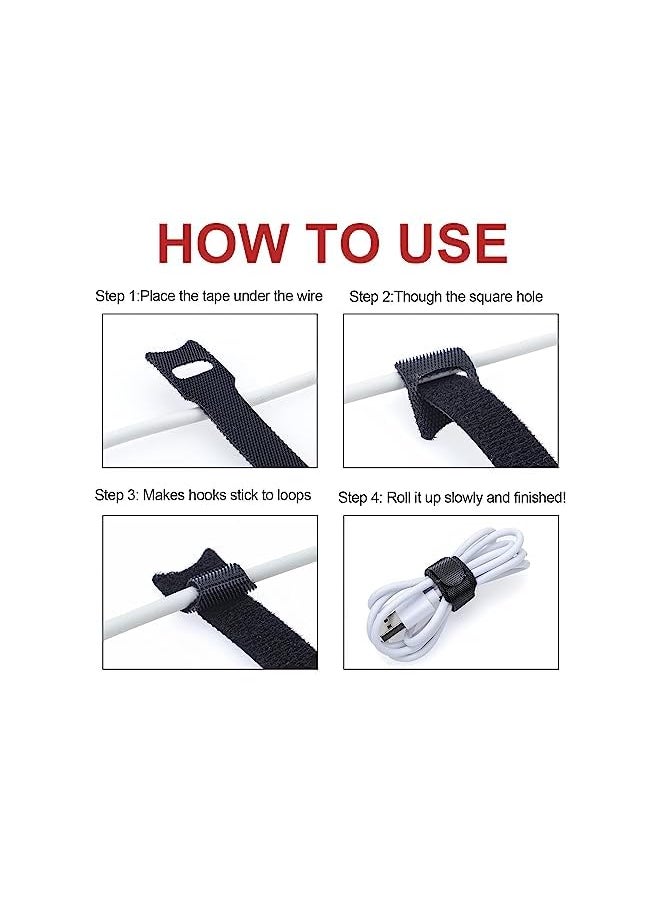 PROMASS - Fastening Cable Ties with Hook and Loop, 6 inch Multi-Purpose Cable Straps Wire Ties Cable Management, Adjustable Cord organizer Ties for Computer (50PCS 5 Colors) - Image 1
