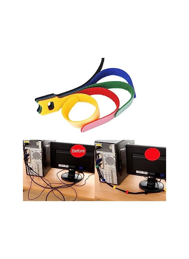 PROMASS - Fastening Cable Ties with Hook and Loop, 6 inch Multi-Purpose Cable Straps Wire Ties Cable Management, Adjustable Cord organizer Ties for Computer (50PCS 5 Colors) - Image 1