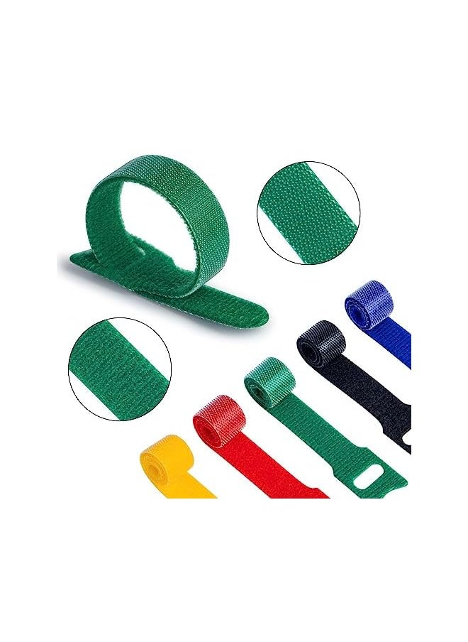 PROMASS - Fastening Cable Ties with Hook and Loop, 6 inch Multi-Purpose Cable Straps Wire Ties Cable Management, Adjustable Cord organizer Ties for Computer (50PCS 5 Colors) - Image 1