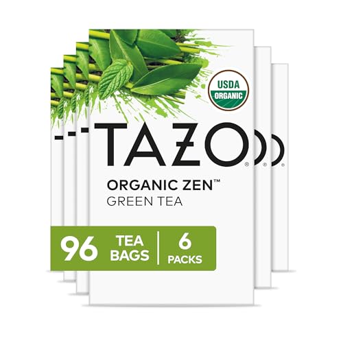 TAZO Organic Zen Green Tea Bags Caffeine Free Tea with Refreshing Lemongrass  Spearmint 96 Total Tea Bags 16ct  Pack of 6 - Image 1