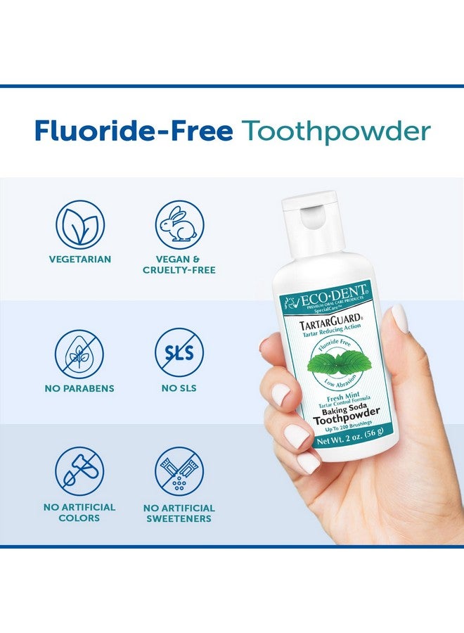 Eco-Dent TartarGuard Baking Soda Toothpowder - Enzyme Cleaning Action for Tartar Control, SLS-Free, Fluoride-Free Toothpaste Alternative, Fresh Mint Tooth Powder, 2 Oz (Pack of 2) - Image 5